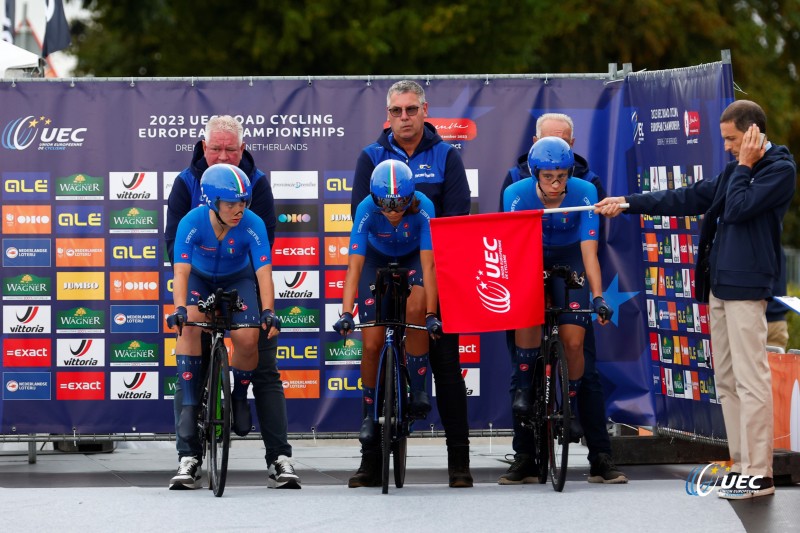 2023 UEC Road European Championships - Drenthe - Junior Mixed Team Relay - Emmen - Emmen 38, km - 21/09/2023 - Eleonora La Bella - Alice Toniolli - Federica Venturelli (ITA) - photo Luca Bettini/SprintCyclingAgency?2023